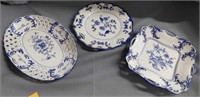 3 Lillian Vernon blue decorative plates