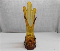 Mid-century dark amber glass swung vase with
