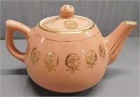 Vintage Weller Pottery pink teapot with gold