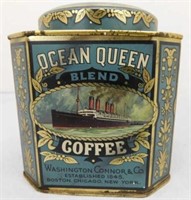 Ocean Queen vintage deco coffee tin, England