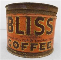 Vintage Bliss Coffee tin, 1 lb with lid, rusty