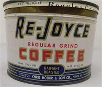 Vintage RE-JOYCE 1 lb coffee tin with lid, Chris