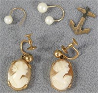Pair Kreisler cameo earrings - Parts of pearl