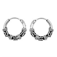 Solid Silver Bali Style Hoop Earrings