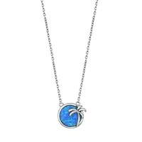 Beautiful Blue Opal Palm Tree Necklace