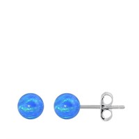 Blue Opal Ball Shape Earrings
