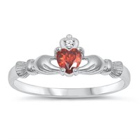 Heart Cut 1.15 Ct Garnet Claddagh Ring