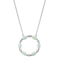 White Opal Circle Designer Necklace