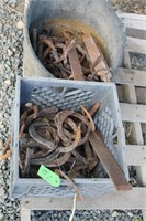 LARGE LOT OF HORSESHOES/RASPS,RAILROAD SPIKES