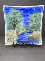 Hand Painted Square Glass Plate