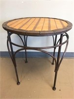 Side Table with Metal Base and Woven Top