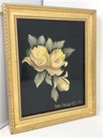 Yellow Rose Artwork in Gold Toned Frame