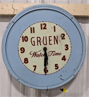 Gruen watch time metal vtg clock measuring 16"