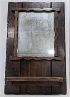 Vintage Wood Mirror with Shelf 
27.5x 17.5"