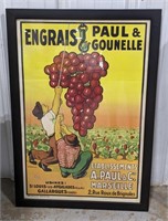 39 x 27" Engrais Paul& Gounelle framed wine print