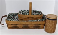 Longaberger Basket Lot with bank, small handle