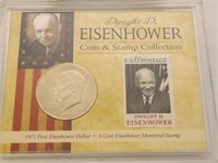 1971 First Eisenhower Dollar /Stamp Collection Set