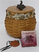 Longaberger Handle Basket with lid, liner, and