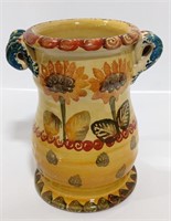 Italian Ceramic Pitcher, Sunflower Design, 7" H