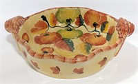 Italian Ceramic Pie Dish w/ Pumpkin Fall Design,