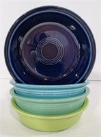 Vintage Fiestaware Shallow Bowls in Blues and