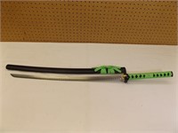 Samurai Sword Black Sheath Green Ribbon Handle