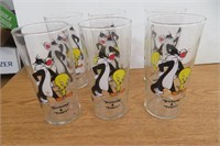 Set of 6 Looney Tunes Sylvester & Tweety Glasses