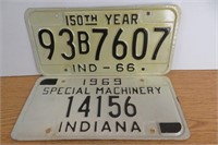 Vintage Indiana License Plates 66 & 69 Special