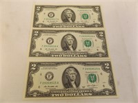 3- 2003 Two Dollar Bills
