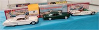 3 Vintage assembled model cars with original boxes