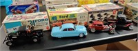 3 Vintage assembled model cars with original boxes