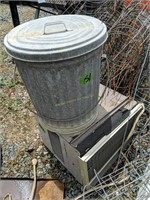 Window Air Conditioner, Galvanized Trash Can