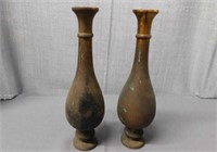 Pair of vintage heavy brass candle holders