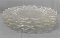 4 Fostoria American glass 9.5" dinner plates