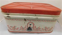 Antique "Victorian Lady" breadbox, 13 x 9.5 x 6.25