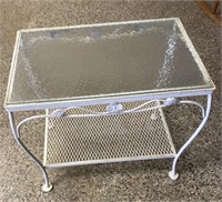 25"x17”x22” Metal Glass Top Little Table Lady