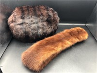 Genuine Fur Muff and Fur Neck Scarf