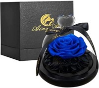 Blue Rose -Preserved Real Rose in Glass Dome