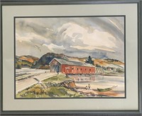 LARGE GERARD SCHAAP SIGNED WATERCOLOR