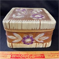 FANTASTIC HAND MADE BIRCH BARK & QUILL BOX - LARGE