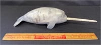 JOE OBED SIGNED SOAPSTONE CARVING - NARWHAL