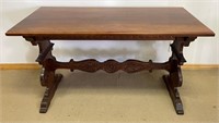 REMARKABLE HAND CARVED WALNUT SOFA TABLE - LOOK