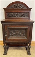 EXCEPTIONAL 1890’S CARVED 1 DOOR CABINET - SMALL