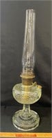 SUBSTANTIAL PRESSED GLASS OIL LAMP WITH SHADE