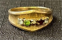 UNIQUE 10K GOLD FAMILY RING WITH STONES