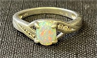 LOVELY STERLING SILVER AND OPAL RING