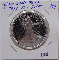 Golden State Mint, 1 Troy Ounce Silver .999