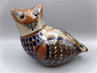 Signed  S Tonala Mexican Pottery Owl Bird