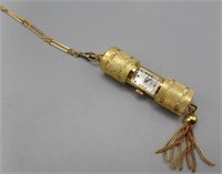 Bucherer Clock Pendant Gold Plated Necklace