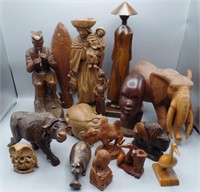 Carved Wood Figurine Collection 16 carvings